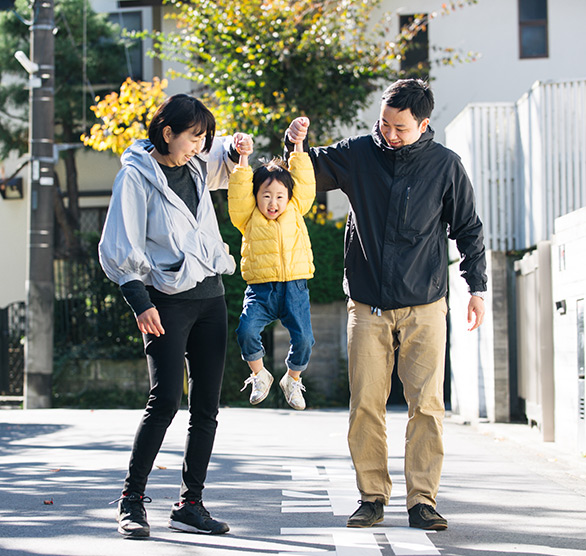 family walking with son